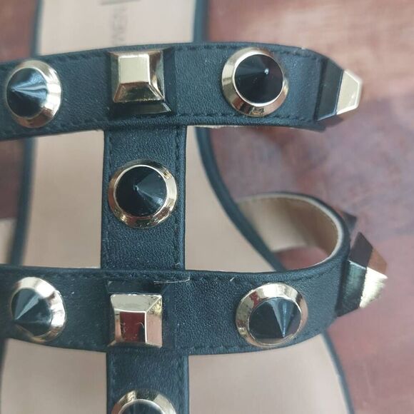 Neiman Marcus Black Buzzy Studded Gladiator  Slide Sandal size 5.5 M - Picture 7 of 9